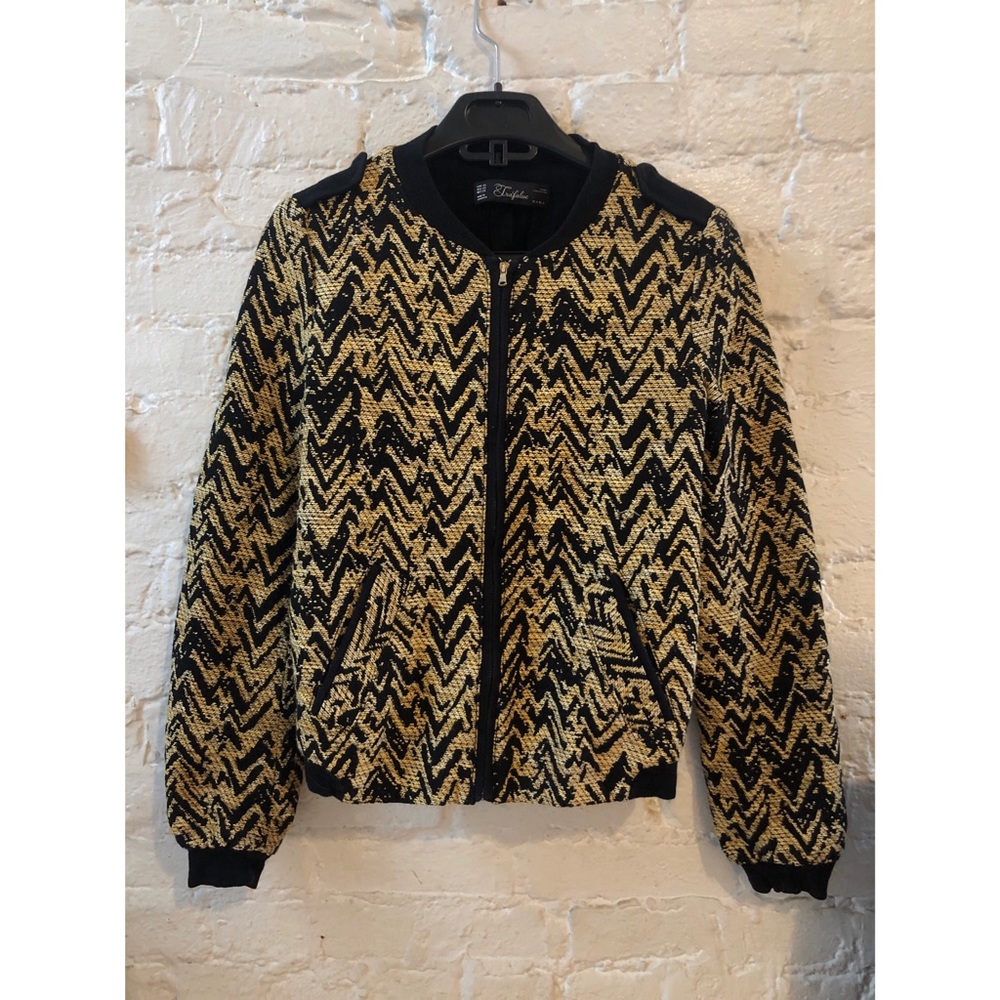 Zara Black and Gold Bomber Jacket